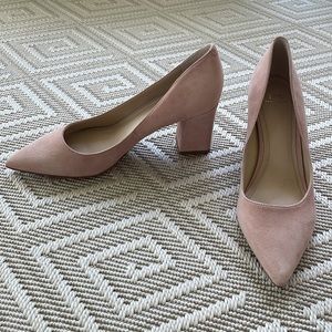 Marc Fisher pink suede pumps with block heel